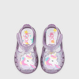 Sandalias Tobby Unicornio Transparente Malva Glitter  S10341